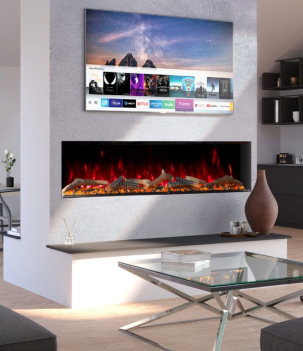 Pictured is the Ellere, the designer inspired electric fire range available at Elegant Fires. The Ellere Eli150R radiates a realistic LED flame providing your space with the perfect chic and cozy atmosphere.