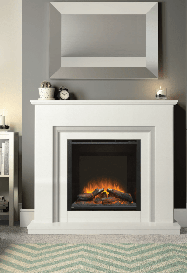 52” Embleton electric fireplace in White & Grey slip micro marble complete with 900 electric fire