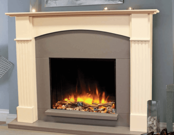 Wonderfully simple, with clean straight lines, the Hamburg electric suite is finished in textured sand with a grey hearth and back panel. Features the Infinity 480E 4D Ecoflame electric fire from Elegant Fires