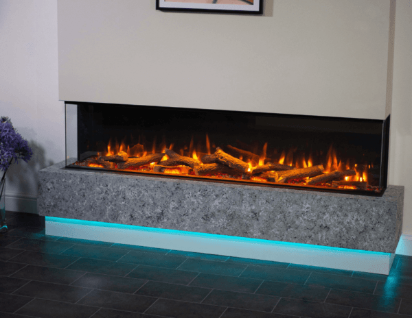 The DEEP i-Range Ecoflame Electric Fire with ultra-realistic, chunkier log sets and hypnotic bright white flame setting